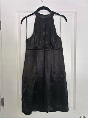 BCBGeneration Black Satin Halter Dress